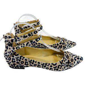 Marc Fisher Womens Falie Ankle Strap Leopard Flats